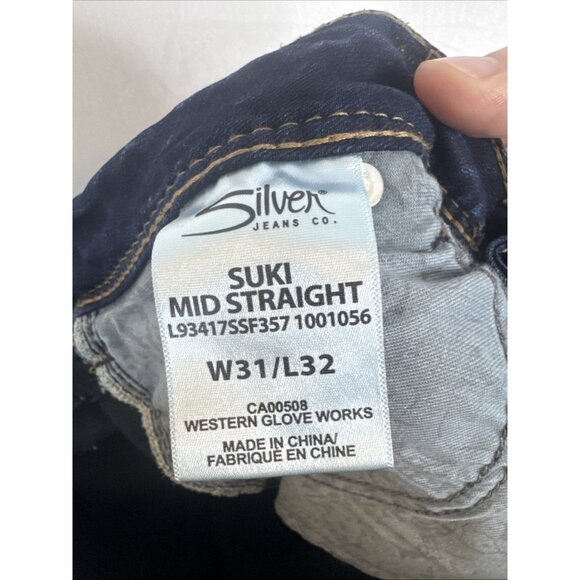 Silver Jeans Suki Mid Straight Women 31X32  Dark Wash Super Stretch Denim - Picture 8 of 9